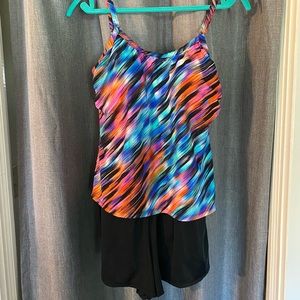 One piece swimsuit with shorts! EUC. Never worn